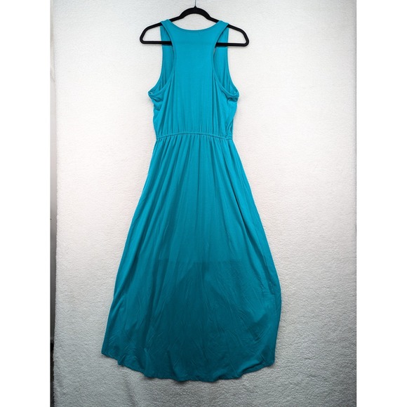 Maurices Turquoise Blue Sleeveless Maxi Dress Wrap Skirt Elastic Waist Size L - Picture 2 of 8